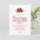 Stylish Red Poinsettia kerstparty Kaart (Staand voorkant)
