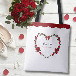 Stylish Red Rose Maid of Honor Gift Tote Bag