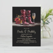 Stylish Red Sequin Boots and Bubbly Bridal Shower Kaart (Staand voorkant)