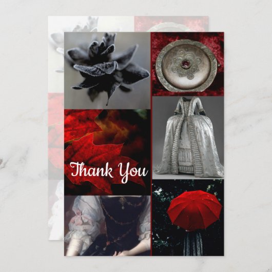 Stylish Red Silver Black Collage Hartelijk dank Bedankkaart (Voorkant / Achterkant)