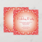Stylish Red Snowflakes Holiday Party Invitation Kaart (Voorkant / Achterkant)