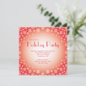 Stylish Red Snowflakes Holiday Party Invitation Kaart (Staand voorkant)