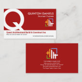 Stylish Red White Layers Monogram Foundation CEO Visitekaartje (Voorkant / Achterkant)