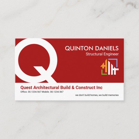 Stylish Red White Layers Monogram Foundation CEO Visitekaartje (Voorkant)