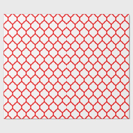 Stylish Red White Moroccan Quatrefoil Pattern Cadeaupapier (Zoom)