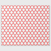 Stylish Red White Moroccan Quatrefoil Pattern Cadeaupapier (Vlak)