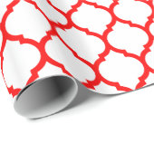 Stylish Red White Moroccan Quatrefoil Pattern Cadeaupapier (Rol Hoek)
