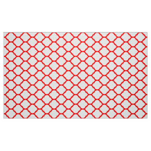Stylish Red White Moroccan Quatrefoil Pattern Stof