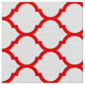 Stylish Red White Moroccan Quatrefoil Pattern Stof (Close Up)