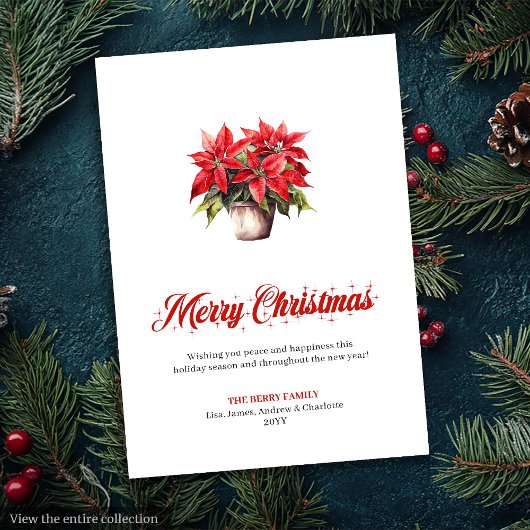Stylish Red White Poinsettia Holiday Greeting Card Feestdagenkaart