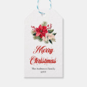 Stylish Red White Poinsettia Printable Gift Tag Cadeaulabel (Voorkant)