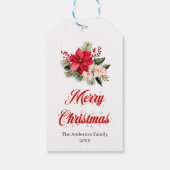 Stylish Red White Poinsettia Printable Gift Tag Cadeaulabel (Achterkant)