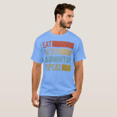 Stylish Retro 70s Eat Sleep Badminton Repeat retro T-shirt (Voorkant volledig)