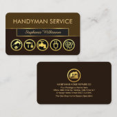 Stylish Retro Brown Shades Gold Handyman Tools Visitekaartje (Voorkant / Achterkant)