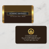 Stylish Retro Brown Shades Gold Layers CEO Visitekaartje (Voorkant / Achterkant)