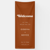 Stylish Retro Burnt Orange Welcome to our Wedding Spandoek (Verticaal)