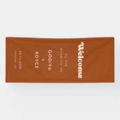 Stylish Retro Burnt Orange Welcome to our Wedding Spandoek (Horizontaal)