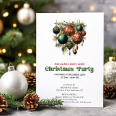 Stylish retro Christmas decoration party invite Kaart