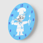 STYLISH RETRO COOK MET BLAUWE NUMMERS GROTE KLOK (Hoek)
