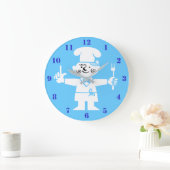 STYLISH RETRO COOK MET BLAUWE NUMMERS GROTE KLOK (Huis)
