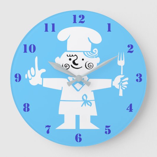 STYLISH RETRO COOK MET BLAUWE NUMMERS GROTE KLOK (Voorkant)
