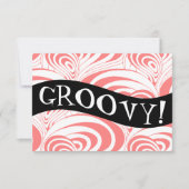 Stylish Retro Coral Galaxy Swirl Groovy Invitation Kaart (Voorkant)