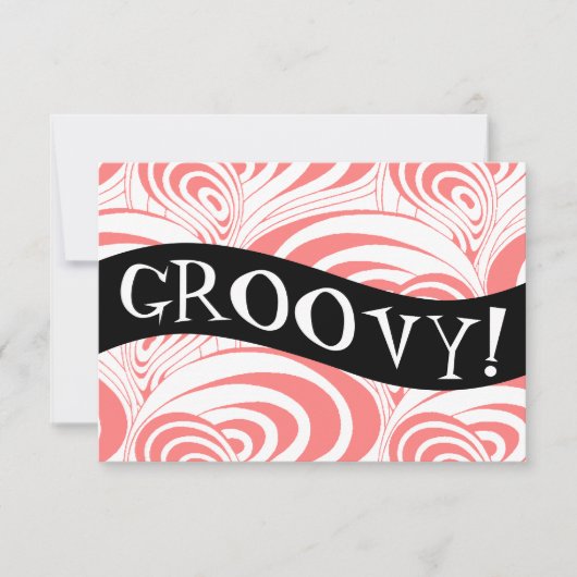 Stylish Retro Coral Galaxy Swirl Groovy Invitation Kaart (Voorkant)