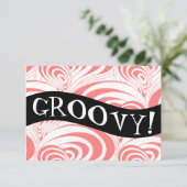 Stylish Retro Coral Galaxy Swirl Groovy Invitation Kaart (Staand voorkant)