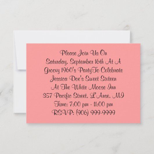 Stylish Retro Coral Galaxy Swirl Groovy Invitation Kaart (Achterkant)