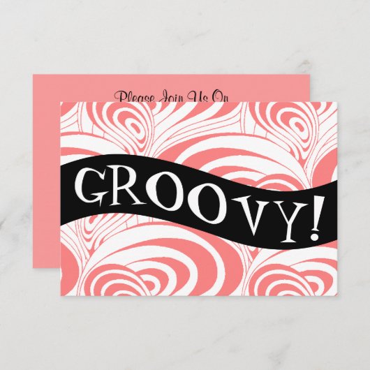 Stylish Retro Coral Galaxy Swirl Groovy Invitation Kaart (Voorkant / Achterkant)