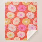 Stylish Retro Dahlia Floral Pattern Red Roze Sherpa Deken (Voorkant)