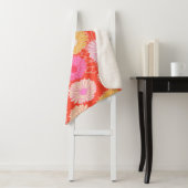 Stylish Retro Dahlia Floral Pattern Red Roze Sherpa Deken (In situ)