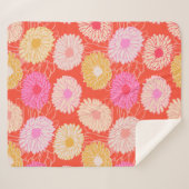 Stylish Retro Dahlia Floral Pattern Red Roze Sherpa Deken (Voorkant (horizontaal))