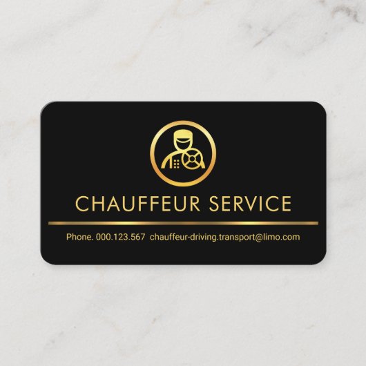 Stylish Retro Gold Chauffeur Driver Taxi Cab Visitekaartje (Voorkant)