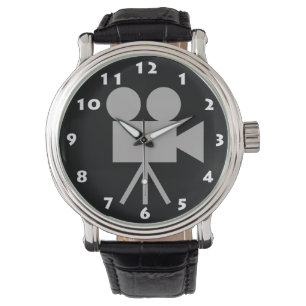 STYLISH RETRO MOVIE CAMERA MET WITTE NUMMERS HORLOGE