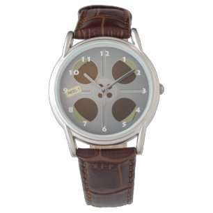 STYLISH RETRO MOVIE REEL MET WITTE NUMMERS HORLOGE