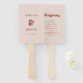Stylish retro peach pink bruiloft programme handwaaier (Voorkant en achterkant)