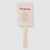 Stylish retro peach pink bruiloft programme handwaaier (Achterkant)