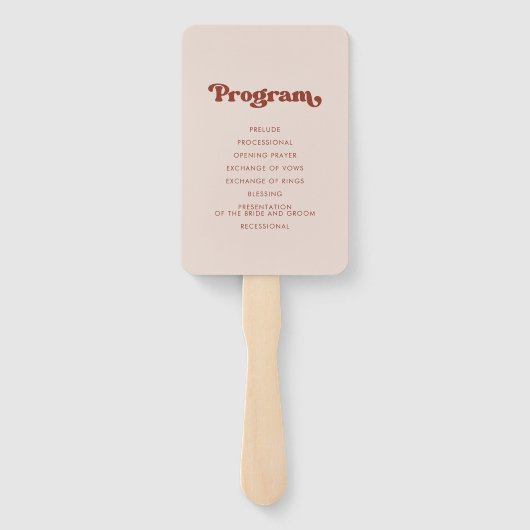 Stylish retro peach pink bruiloft programme handwaaier (Achterkant)
