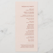 Stylish retro peach pink bruiloft programme programmakaart (Achterkant)