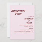 Stylish Retro peach roze Engagement party Invitati Kaart (Voorkant)