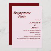 Stylish Retro peach roze Engagement party Invitati Kaart (Voorkant / Achterkant)