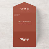 Stylish retro terracotta bruiloft all in one uitnodiging (Buitenkant)