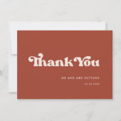Stylish retro terracotta bruiloft bedankt je kaart (Voorkant)