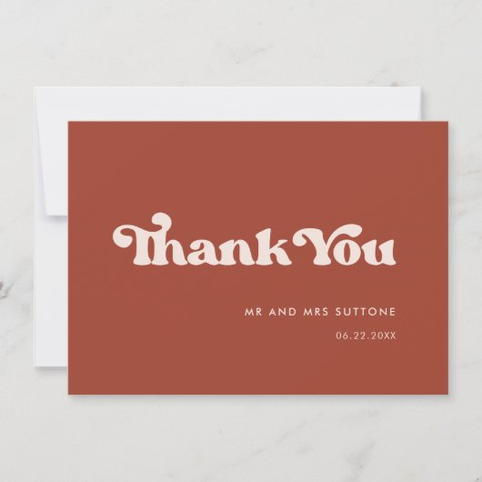 Stylish retro terracotta bruiloft bedankt je kaart (Voorkant)
