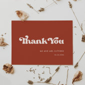Stylish retro terracotta bruiloft bedankt je kaart