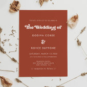 Stylish retro terracotta bruiloft kaart