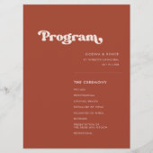 Stylish retro terracotta bruiloft programmakaart (Voorkant)