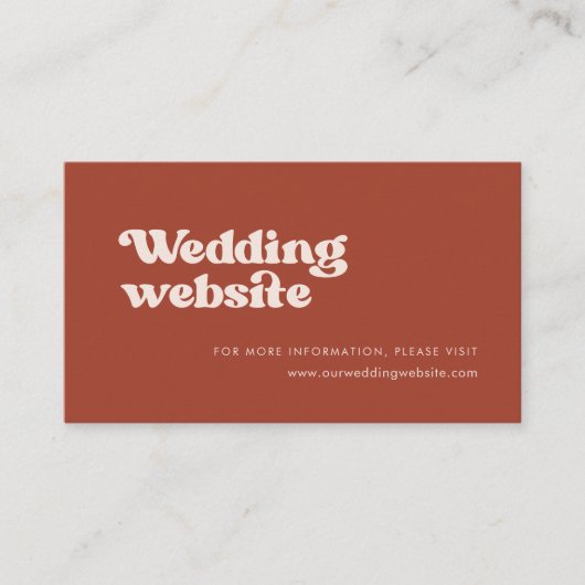 Stylish retro terracotta trouwwebsite informatiekaartje (Voorkant)