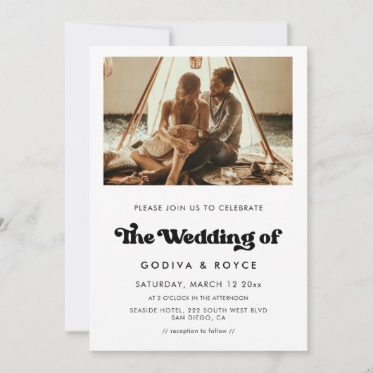 Stylish retro trouwfoto kaart (Voorkant)